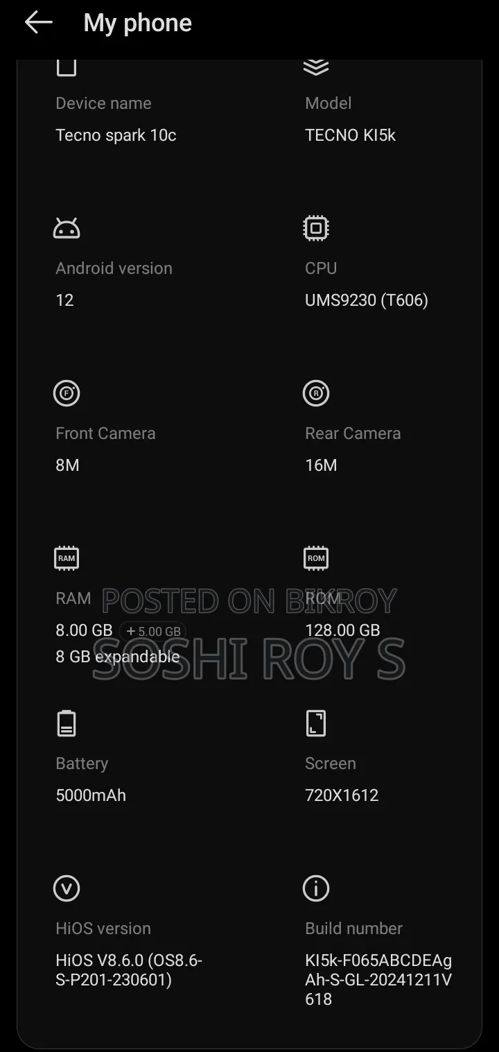Tecno Spark 10C 128 GB