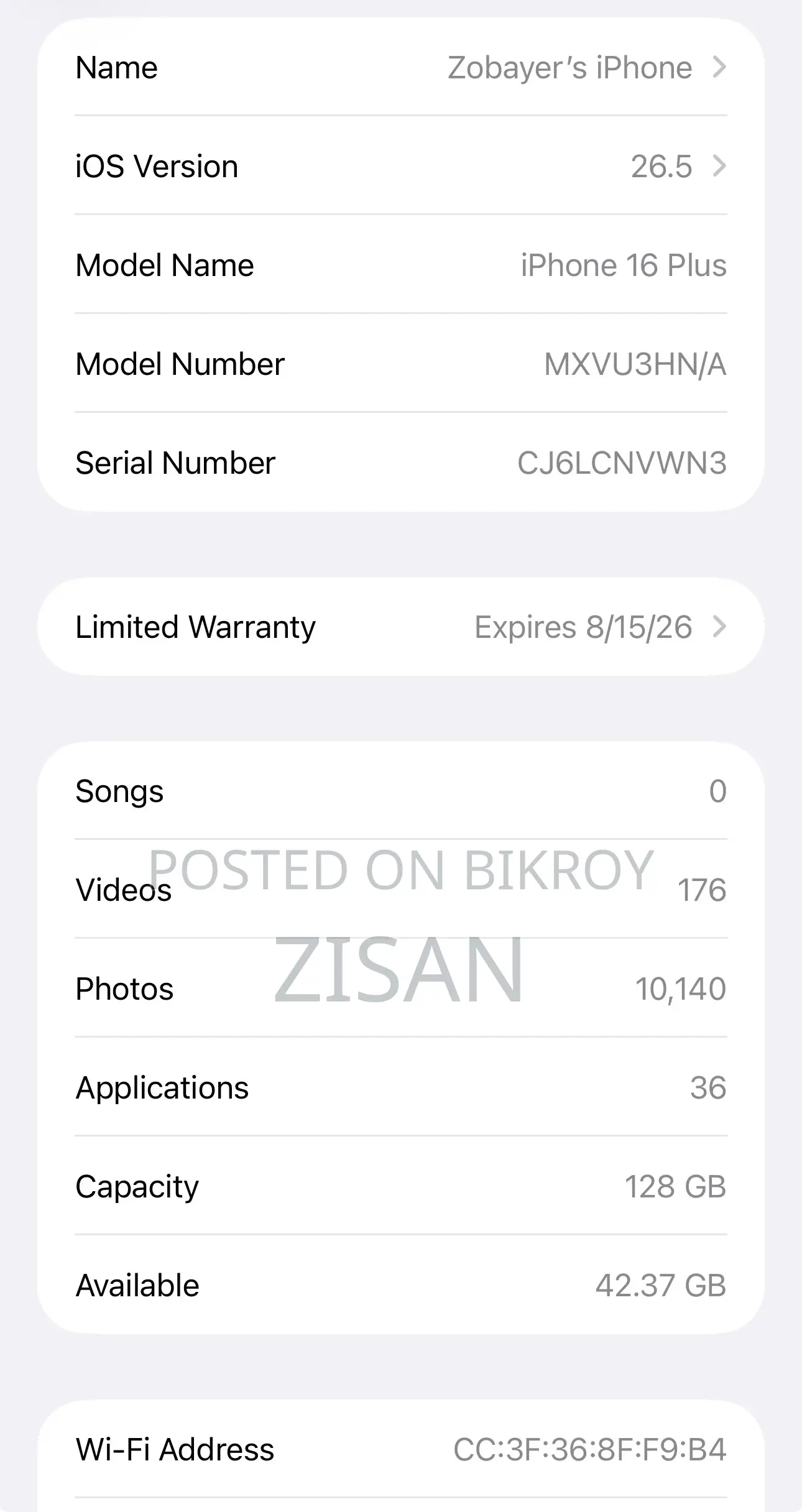 Apple iPhone 16 Plus 128 GB Black