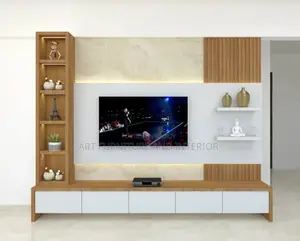Drawers Shelf and Background Light TV Stand 102