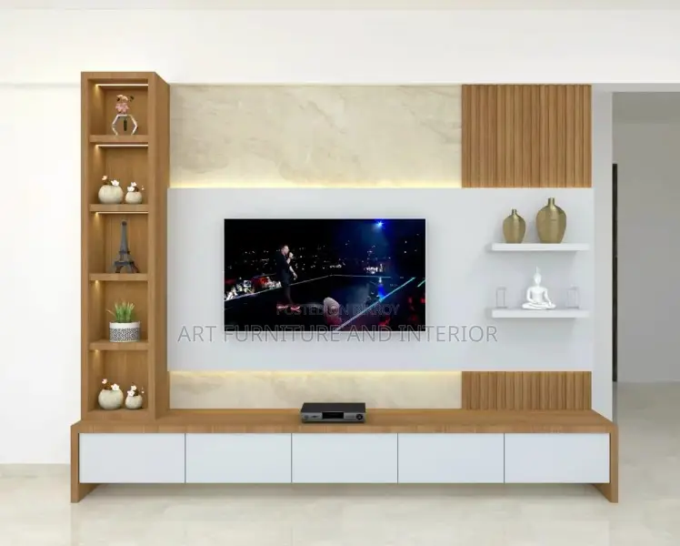Drawers Shelf and Background Light TV Stand 102