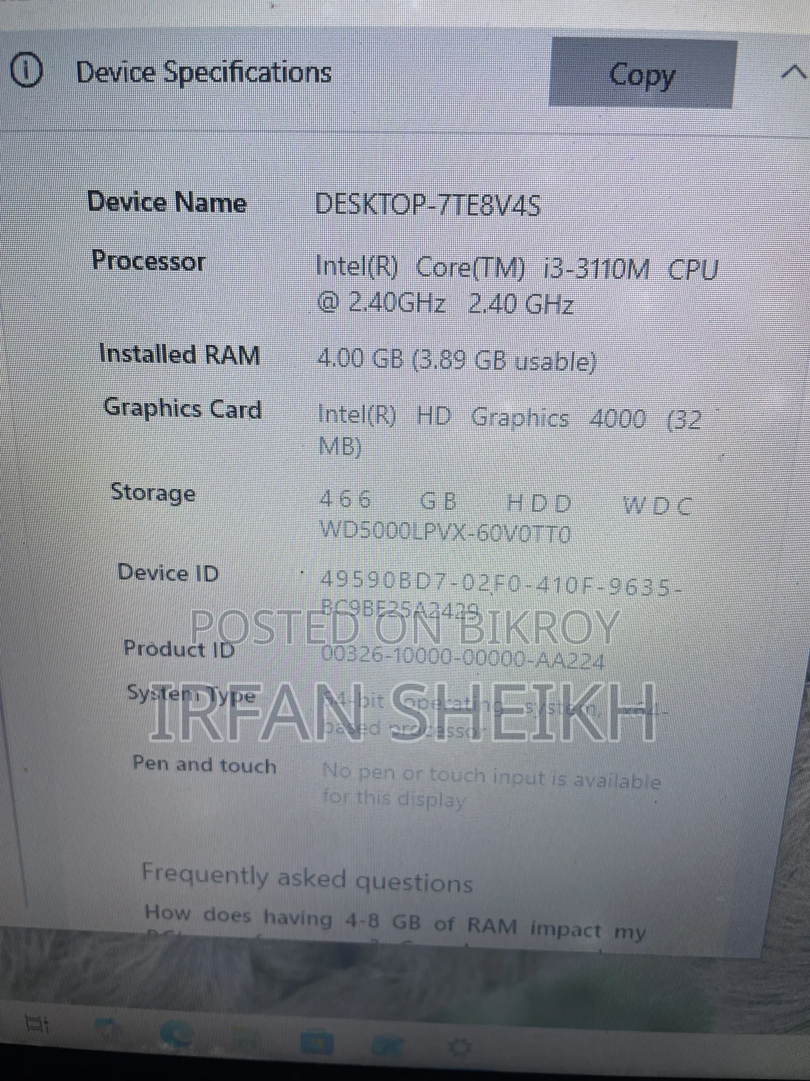 Laptop HP 15 4GB Intel Core i3 HDD 512GB