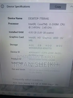 Laptop HP 15 4GB Intel Core i3 HDD 512GB