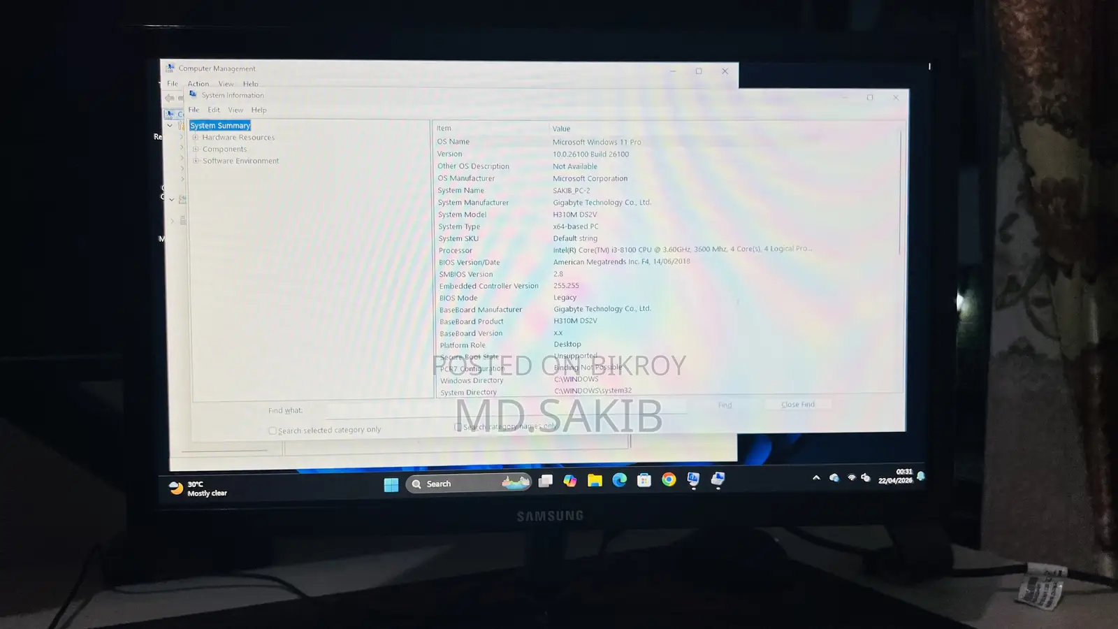 Desktop Computer Gigabyte 8GB Intel Core I3 HDD 1TB