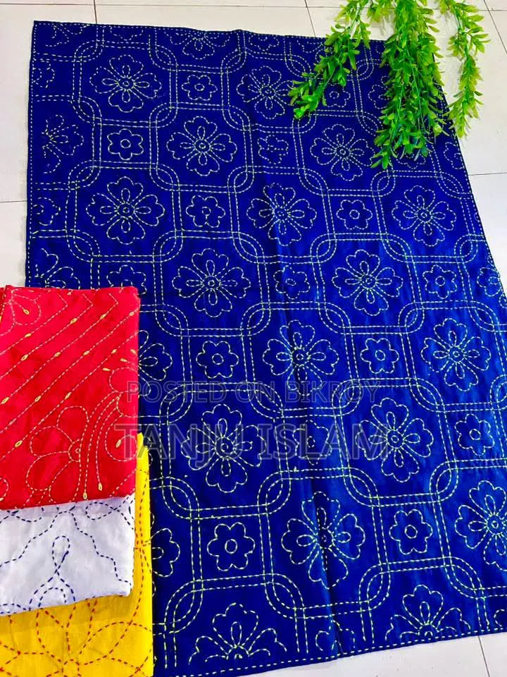 অর্ডার অনুযায়ী নকশী কাঁথা আর্ট ও সেলাই করে দেওয়া হয়