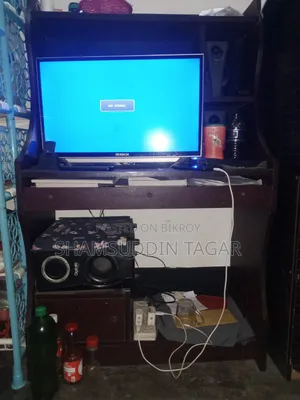 Computer Desk and Computer Monitor and TV