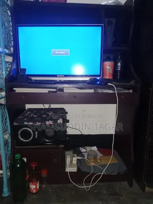 Computer Desk and Computer Monitor and TV