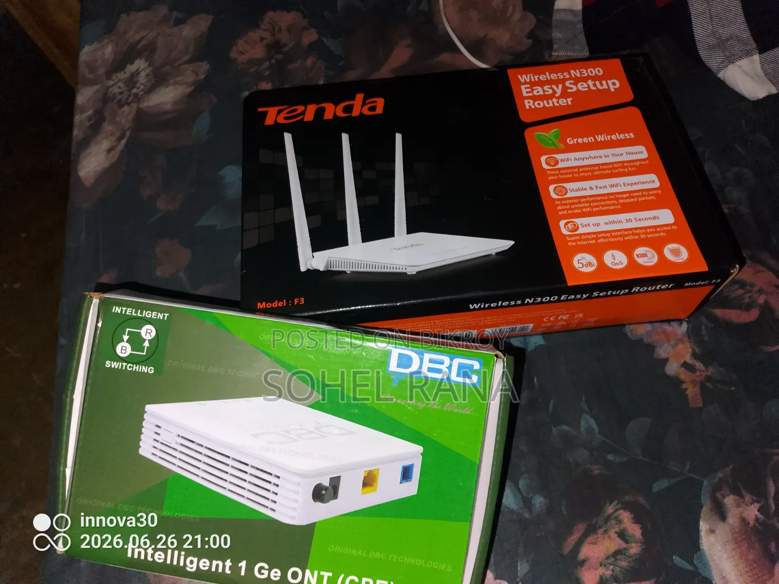 Tenda F3 Router and DBC Xpon Onu