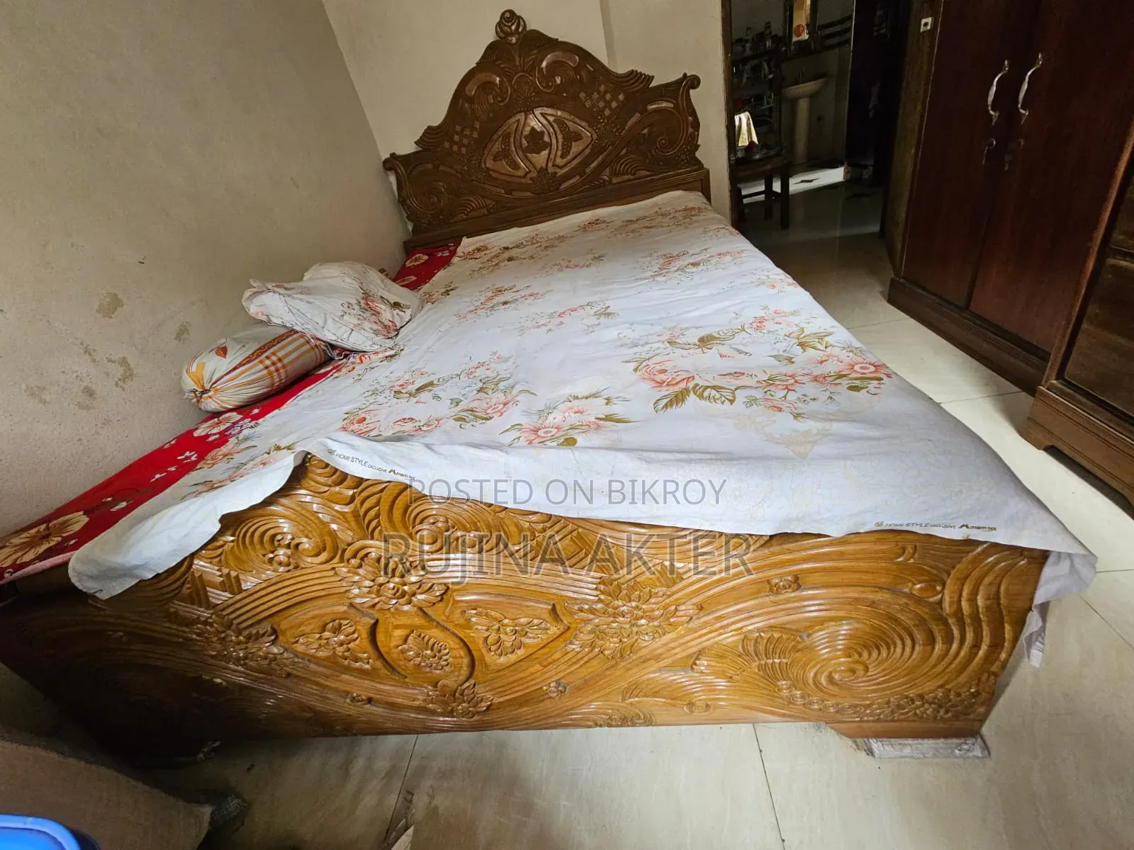 Original Segun Wood Semi Box Bed (5 Ft × 7 Ft)