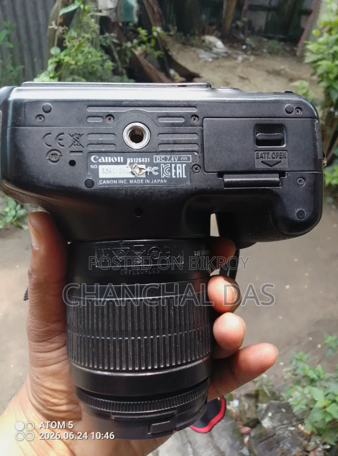 A fresh camera with three batteries, charger, and memory card included
