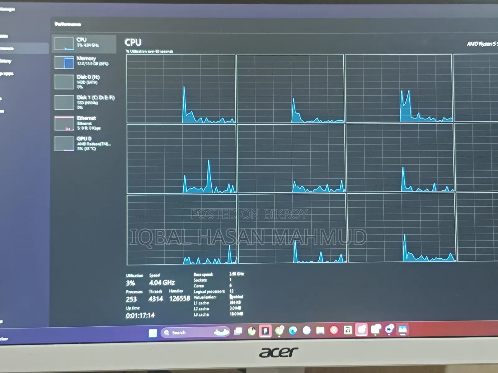 Desktop Computer 16GB AMD Ryzen 5 SSD 500GB
