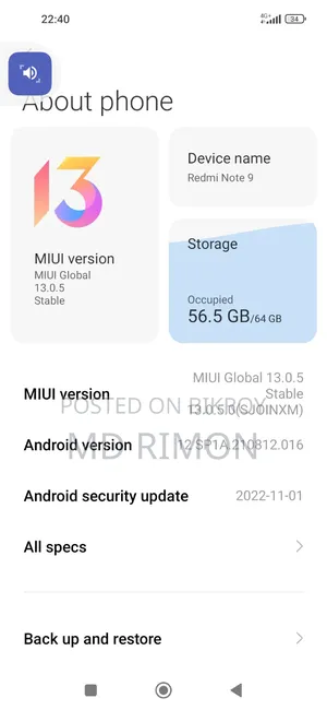 Xiaomi Redmi Note 9 64 GB Blue
