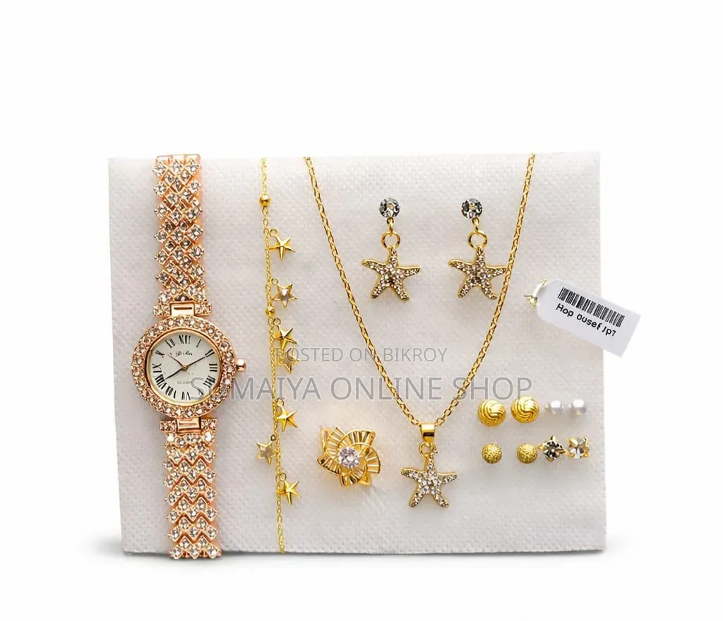 Wrist Watch: A luxury watch with stones and an attractive chain.