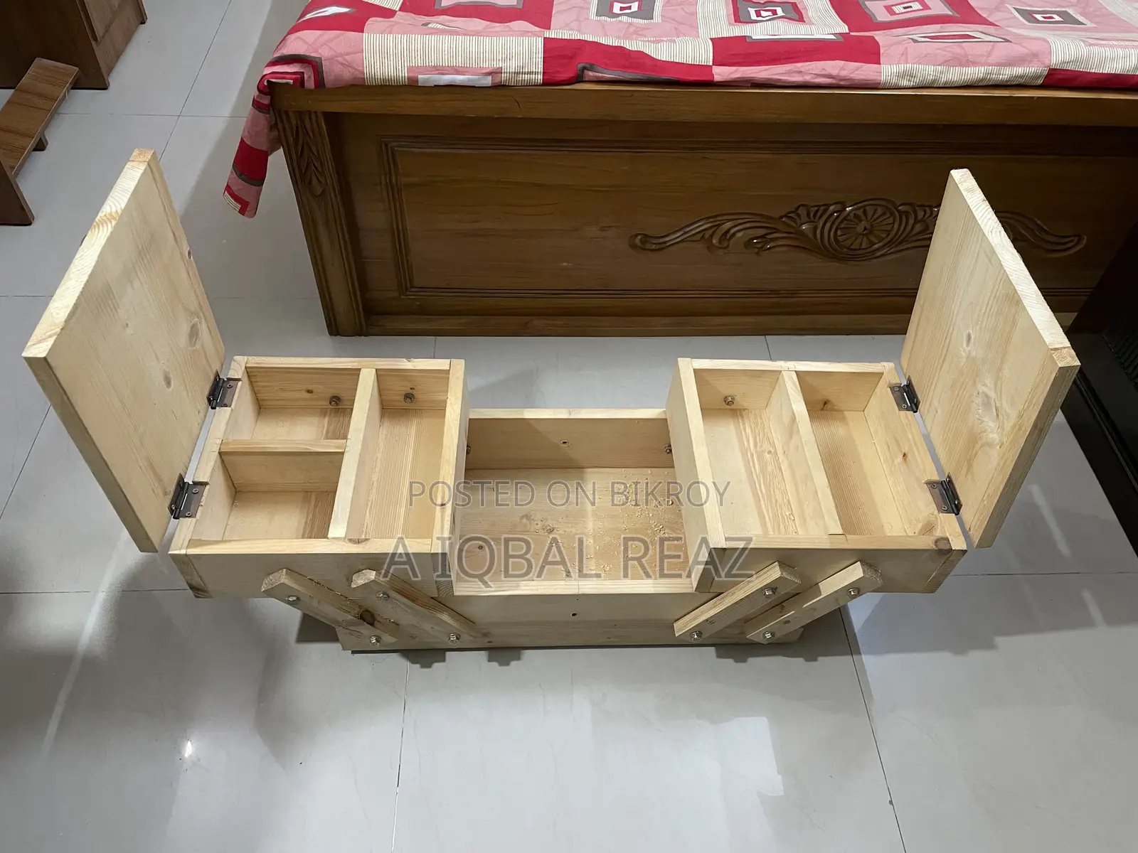 Extraordinary Kerosene Wood Tool Box. 2ft/1ft size.