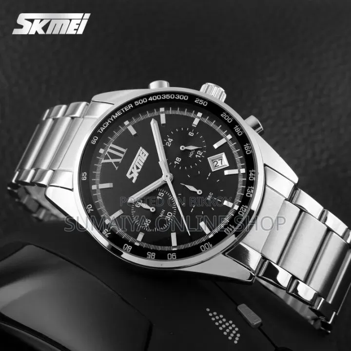 Skmei 9096 Stainless Steel Quartz Analog Male Clock