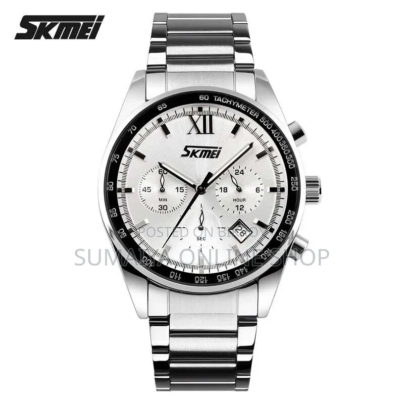 Skmei 9096 Stainless Steel Quartz Analog Male Clock