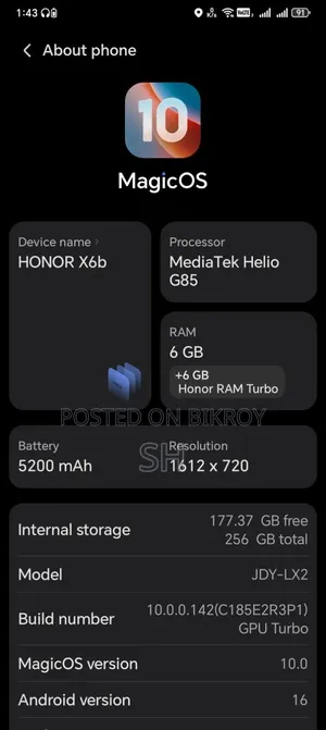 Honor X6b 128 GB Black