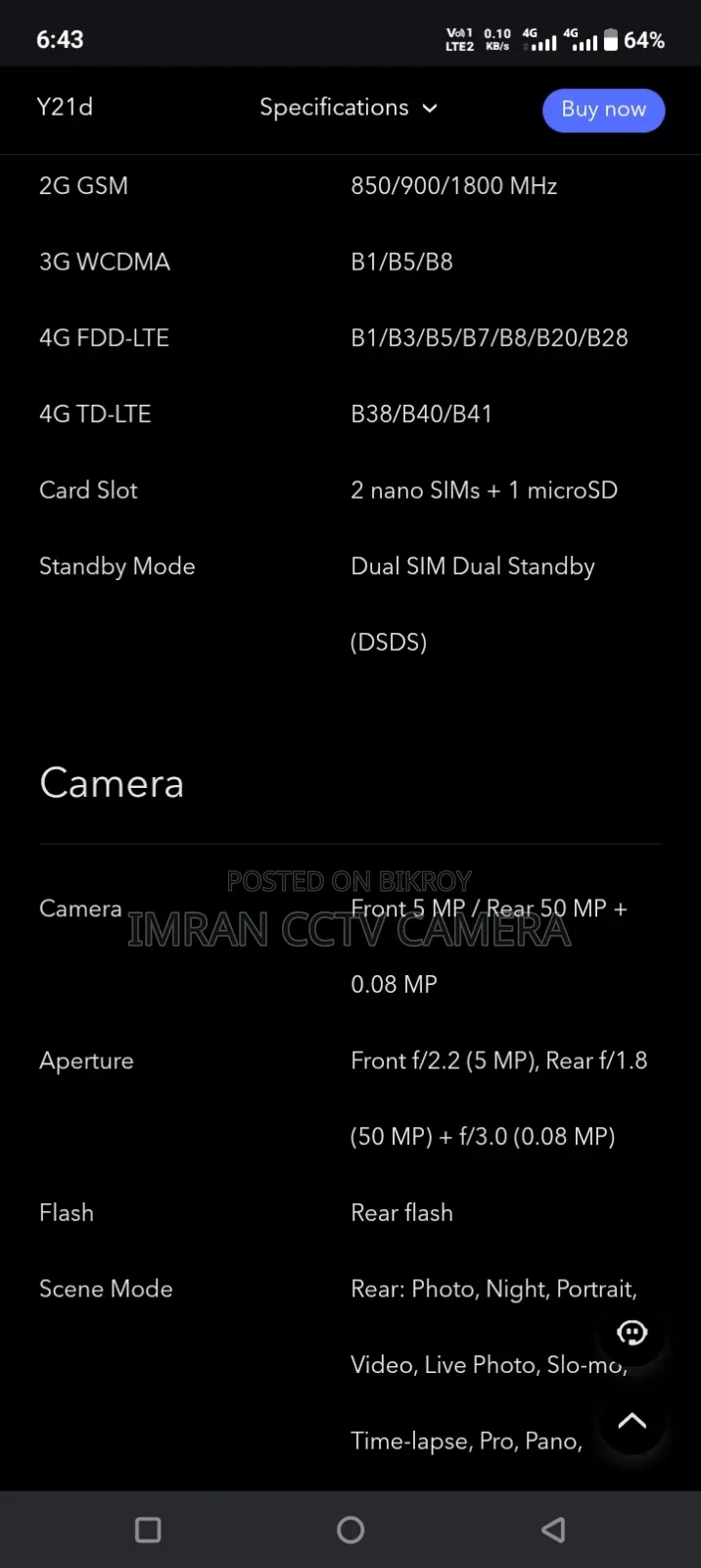 Vivo Y21d 128 GB Red