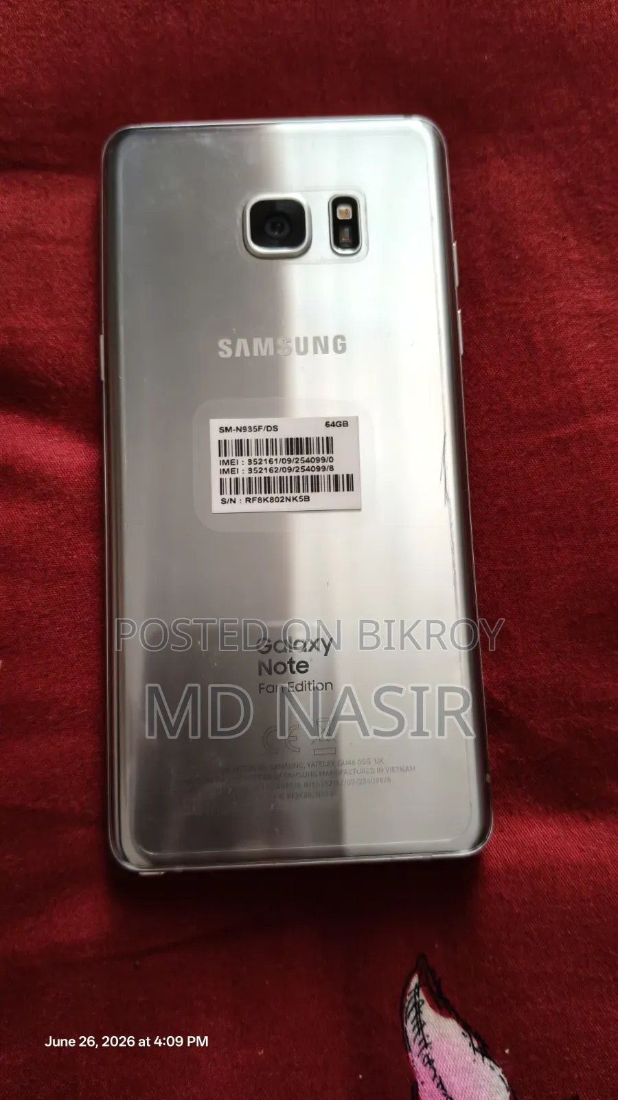 Samsung Galaxy Note FE 64 GB Gray