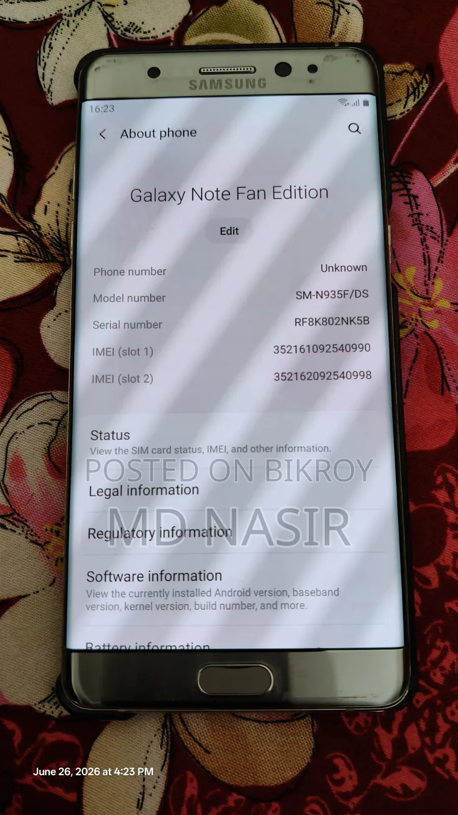 Samsung Galaxy Note FE 64 GB Gray