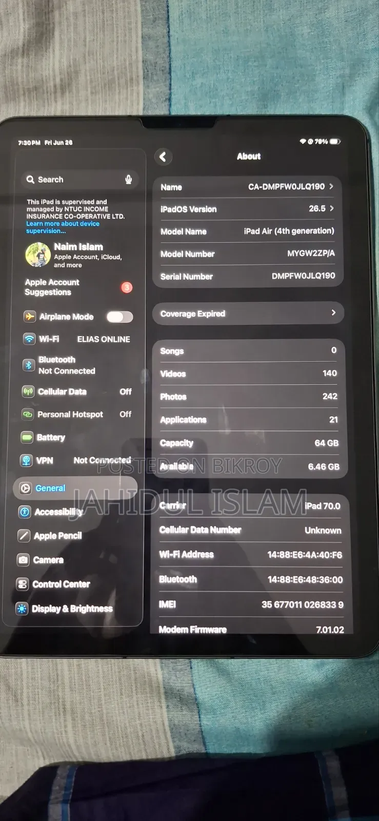 Apple iPad Air (2020) 64 GB Gray