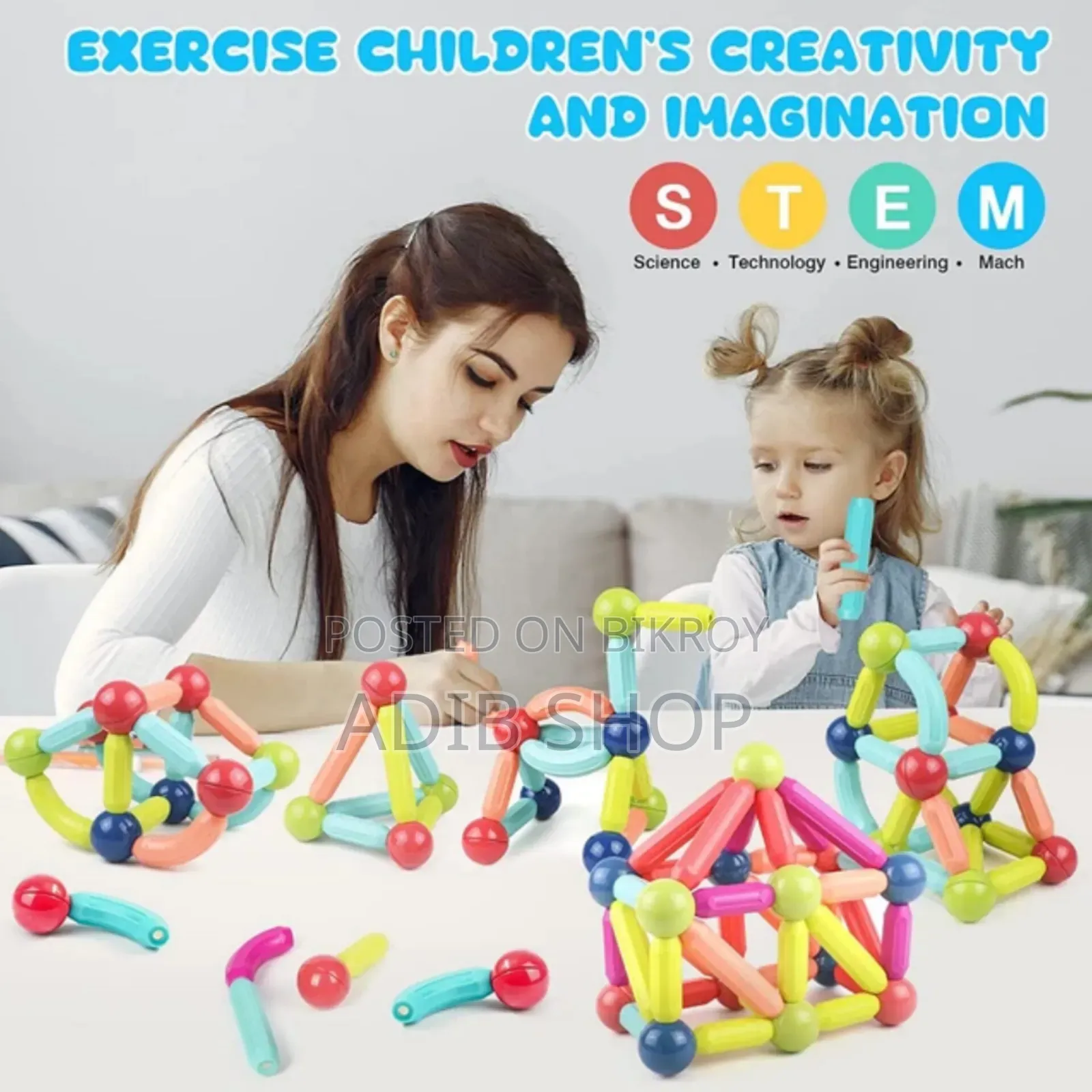 Premium 58 Piece Magnetic Sticks and Balls