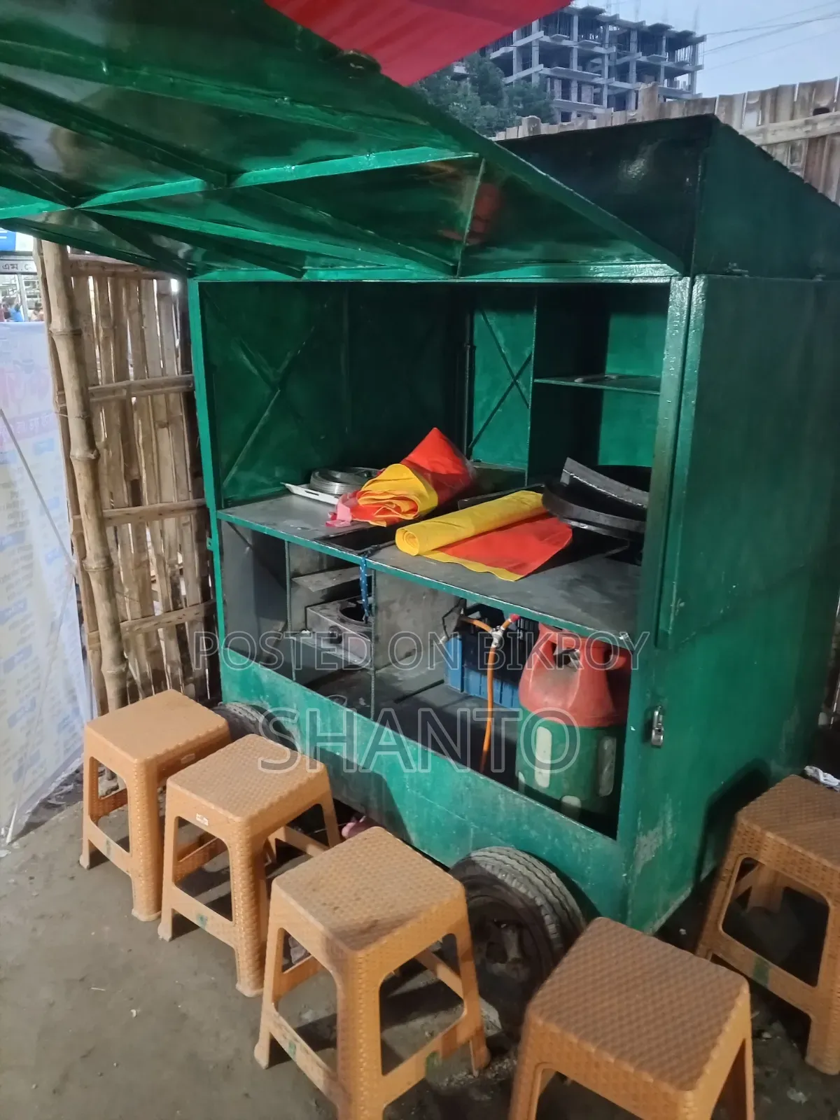 Food Cart With Burner, Hot Plate, Deep Fryer
