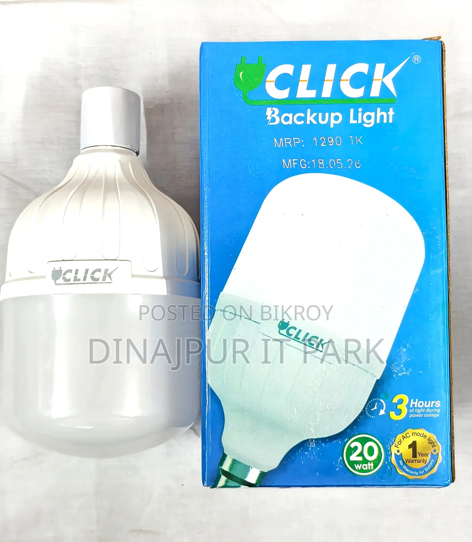 Click 20W Rechargeable Backup Light – Light will stay on even if the power goes out!