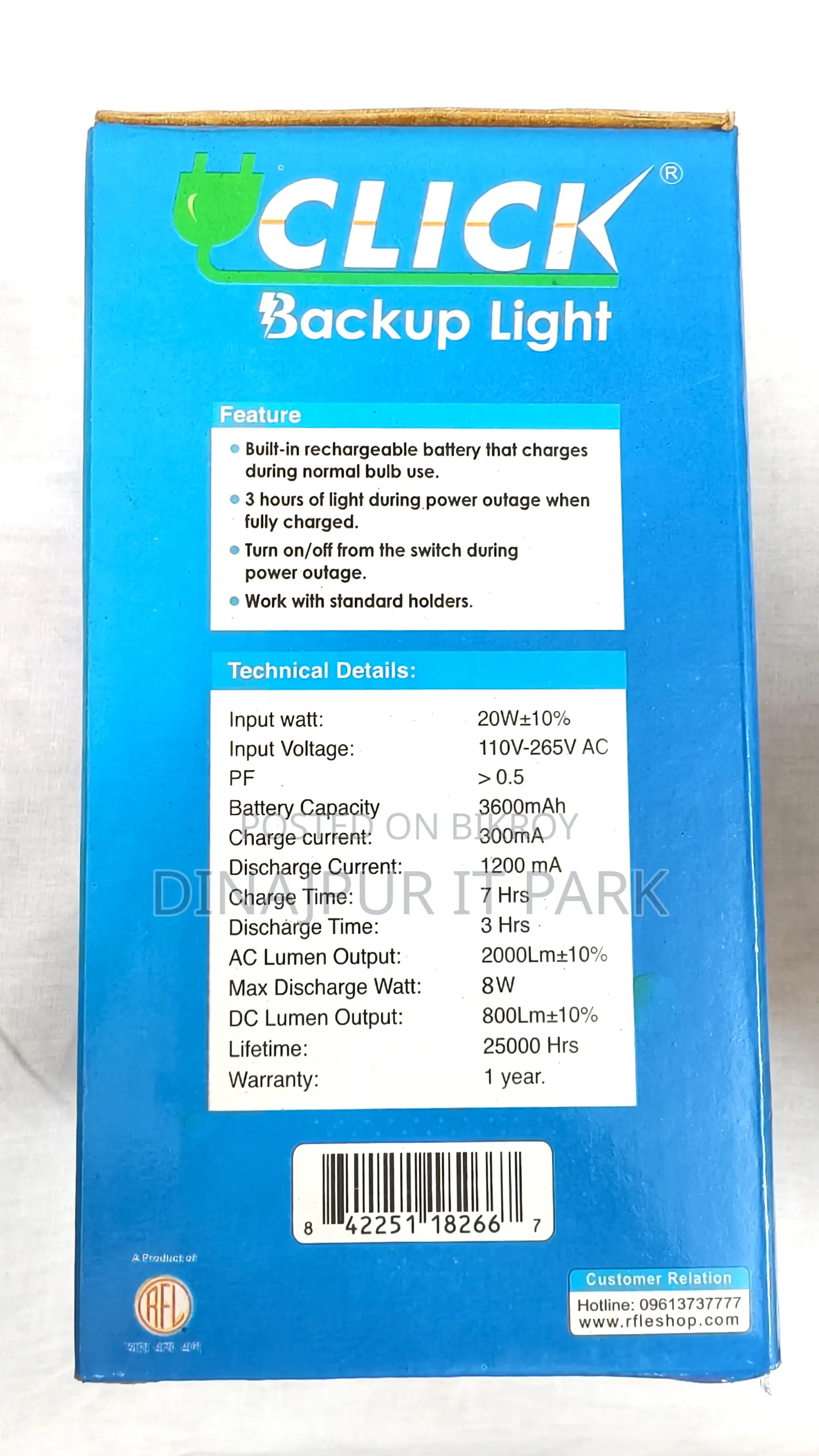 Click 20W Rechargeable Backup Light – Light will stay on even if the power goes out!