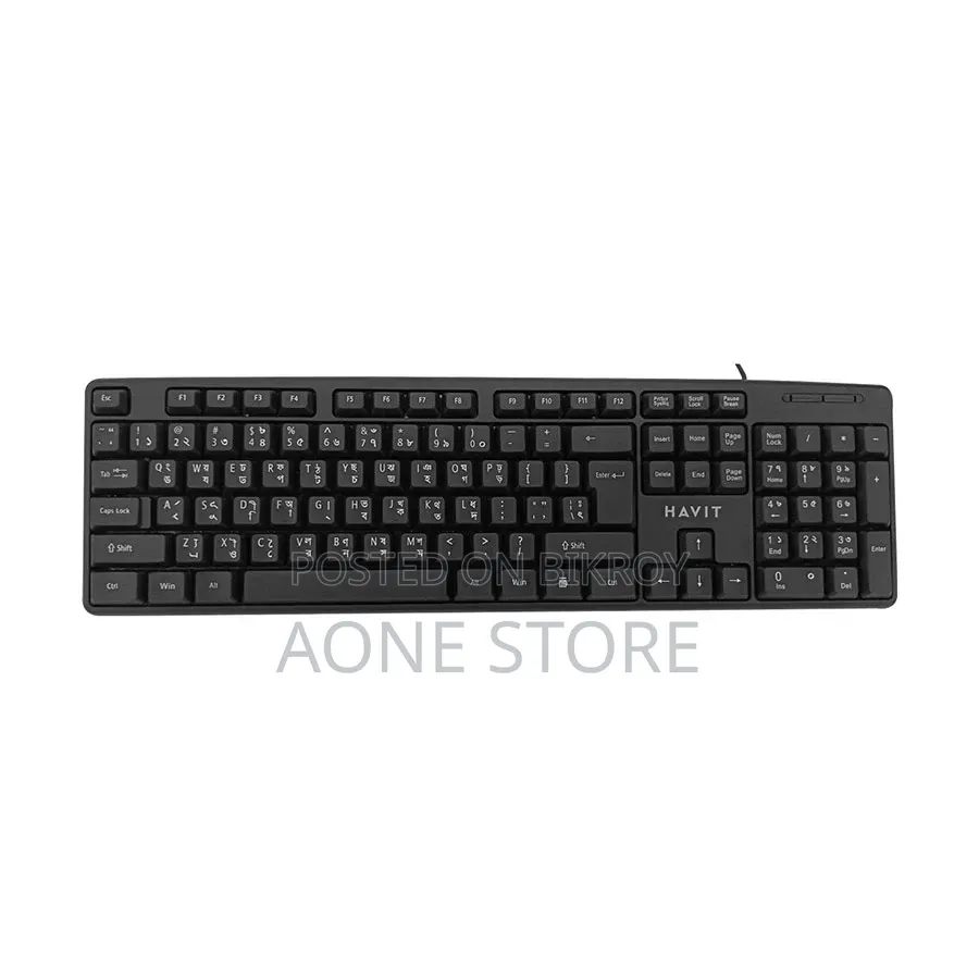 Havit Kb271 Black Usb Ultra-Thin Keyboard With Bangla