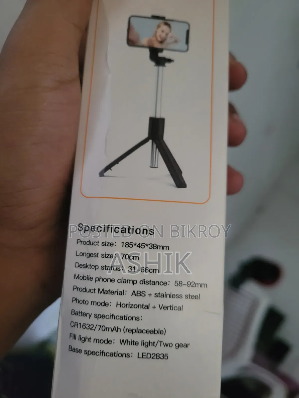 Black Selfie Stick R1s 3 in 1 Bluetooth Remote Control Phone