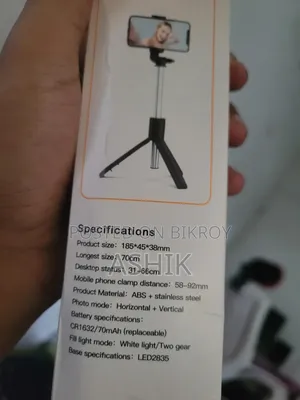 Black Selfie Stick R1s 3 in 1 Bluetooth Remote Control Phone