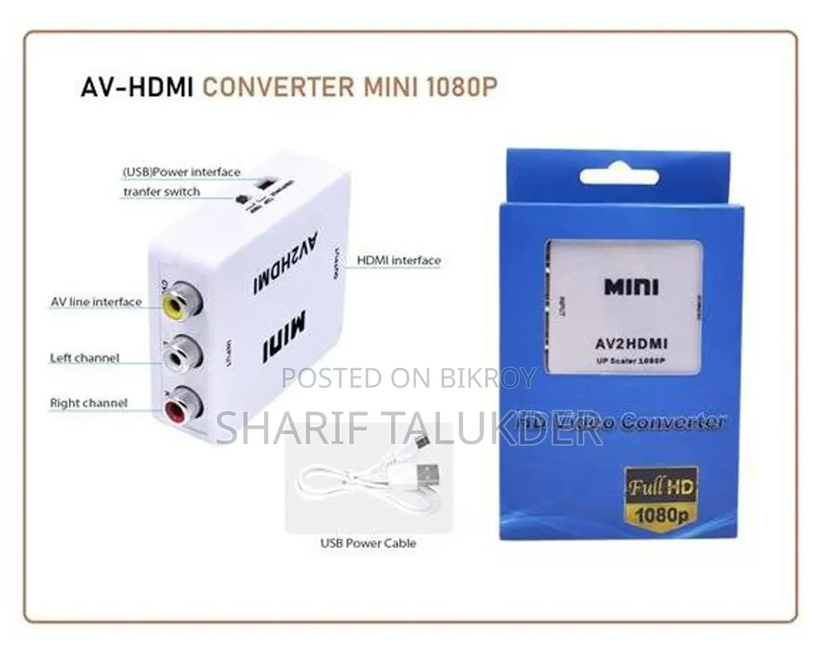 Av to Hdmi Video Converter Box Av2hdmi Rca Av Hdmi CVBS - White