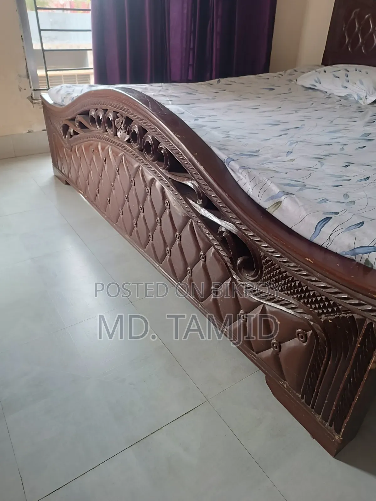 Solid Chittagong Teak Bed 7/6 Feet