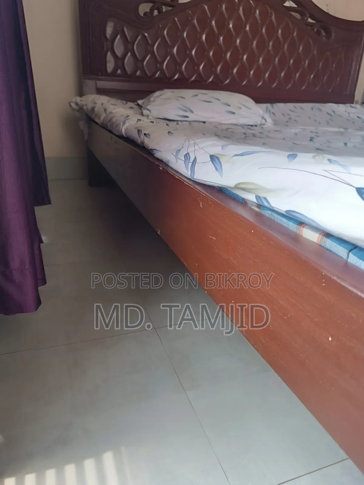 Solid Chittagong Teak Bed 7/6 Feet