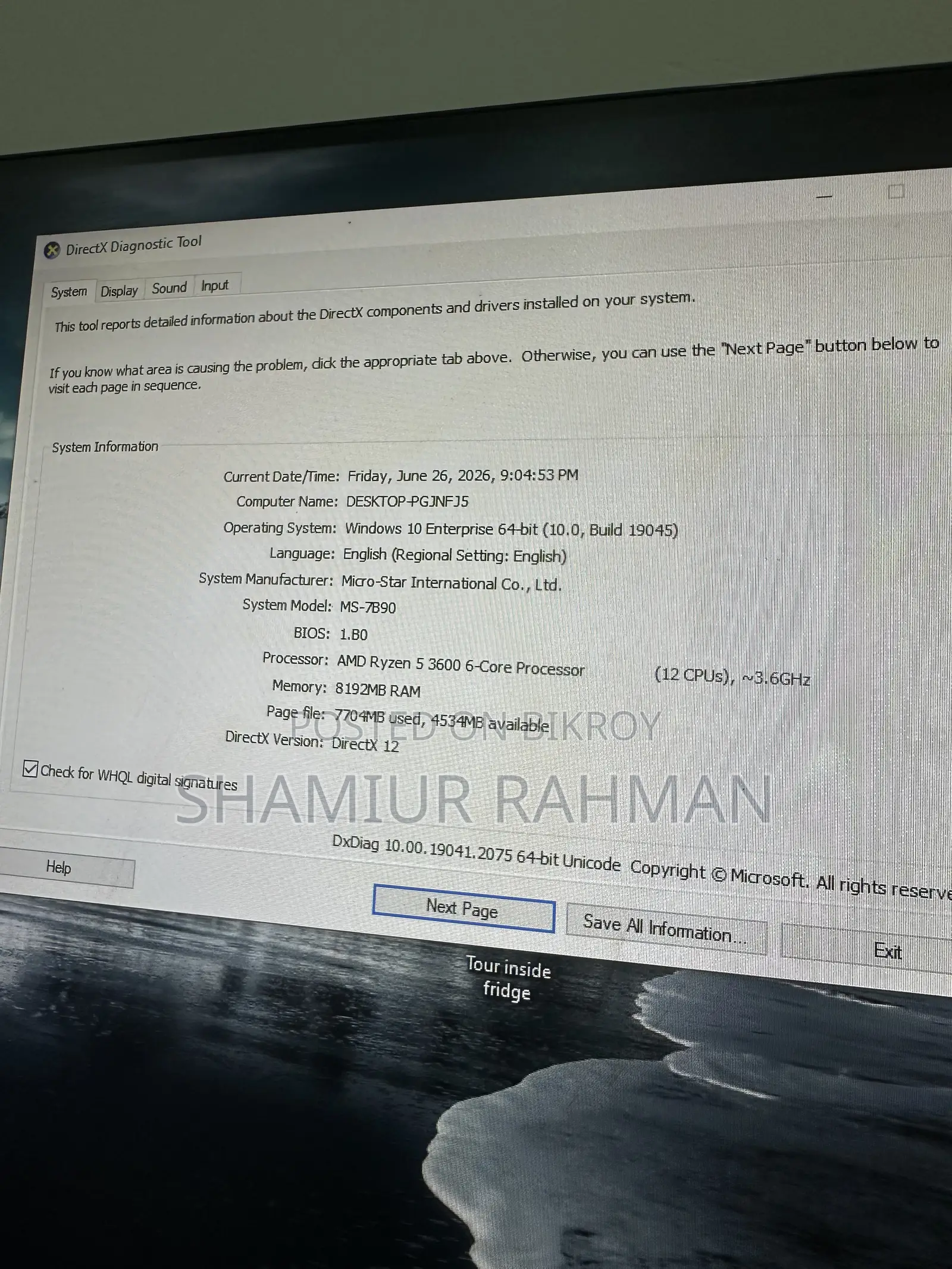 Desktop Computer 8GB AMD Ryzen 5 HDD+SSD 1 Terabyte