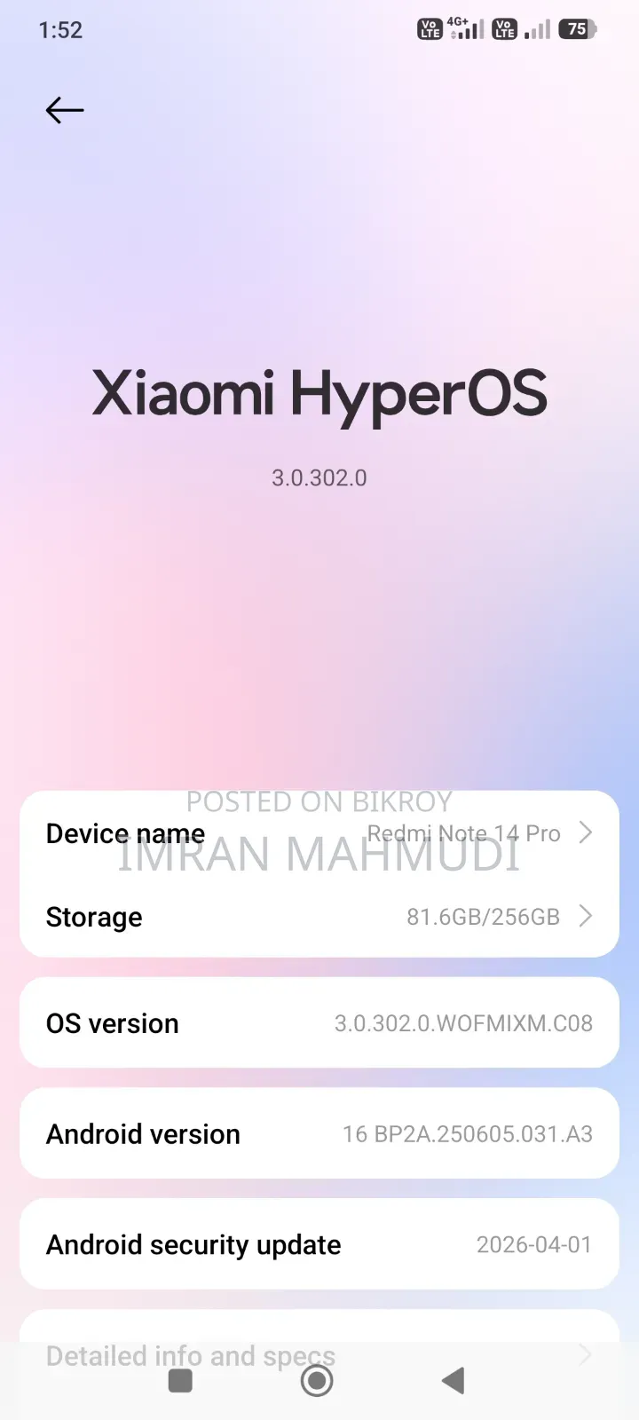 New Xiaomi Redmi Note 14 Pro 256 GB White
