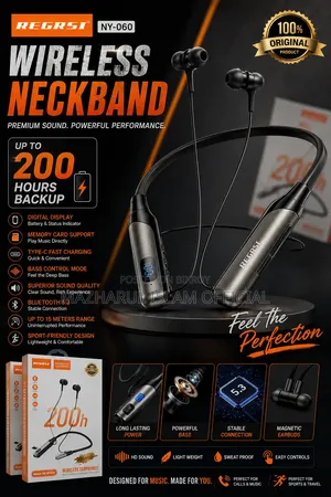 🎧 Regrsi NY-060 Neckband | 200h Backup | Display | Bass Sound 🔥