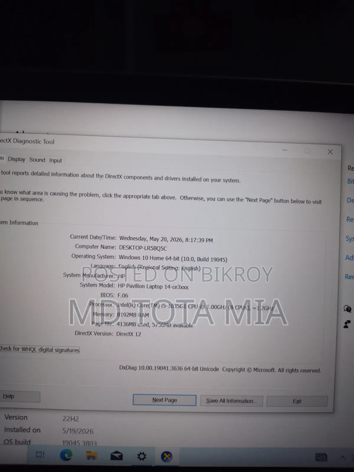 Laptop HP 14S 8GB Intel Core i5 SSD 250GB