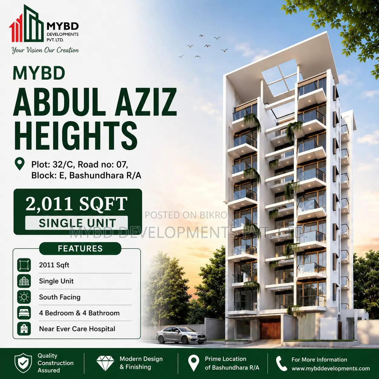 4-bedroom Apartment in Mybd Abdul Aziz, Bashundhara for Sale