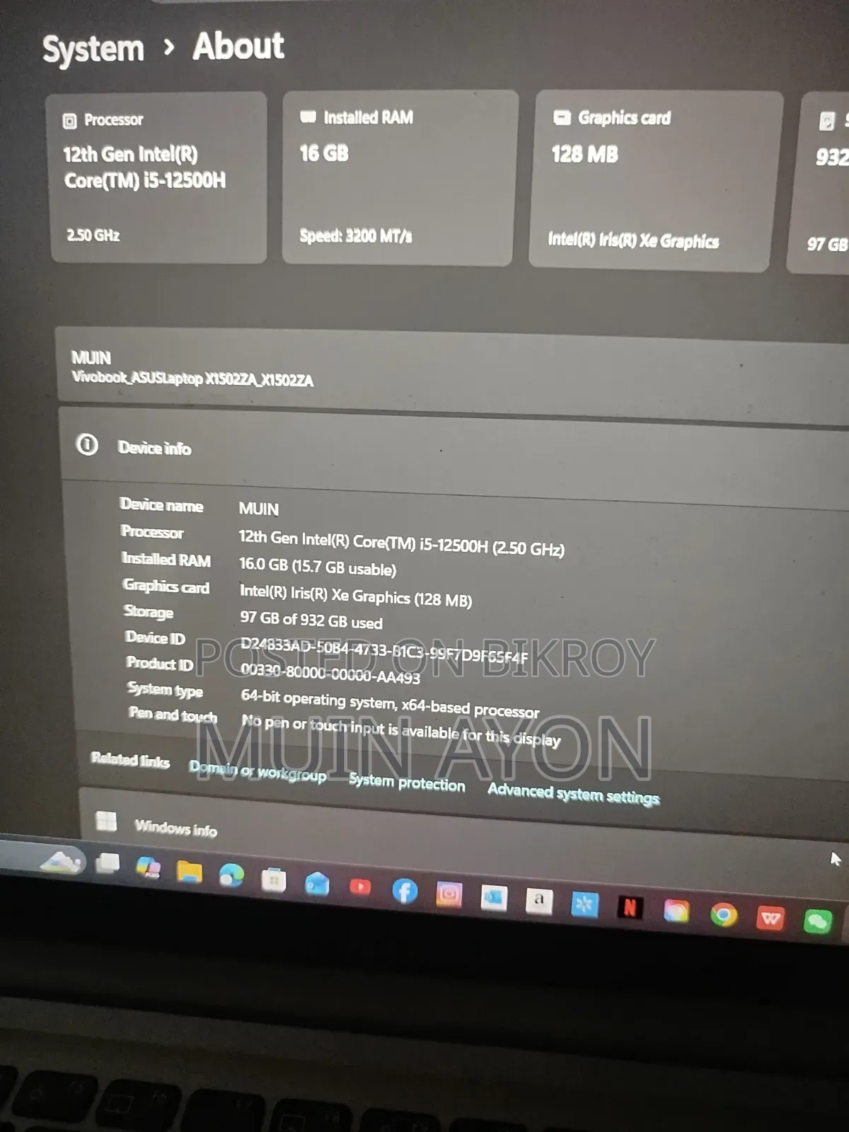 Laptop Asus 16GB Intel Core i5 SSHD+SSD 1T
