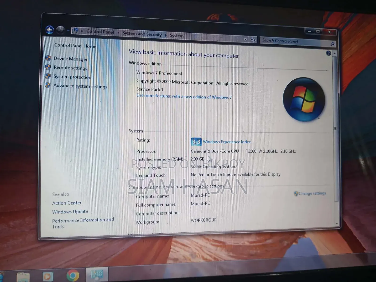 Laptop 2GB Intel Celeron SSHD+SSD 32GB