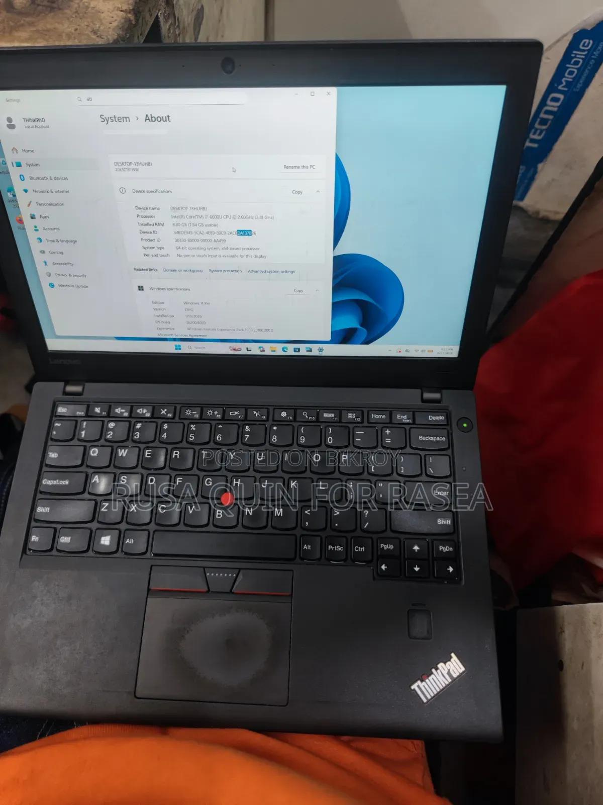 Laptop Lenovo ThinkPad X270 8GB Intel Core i7 SSD 256GB