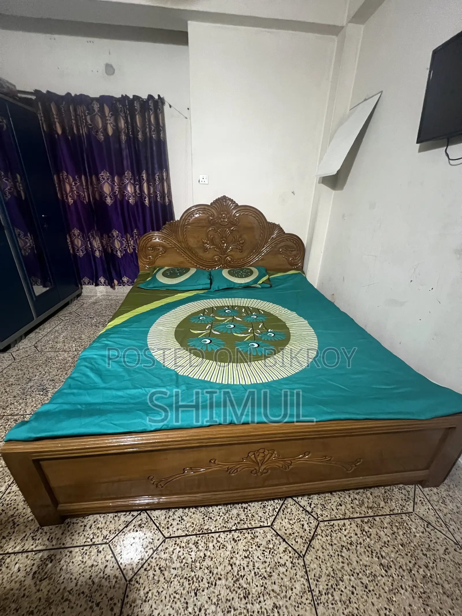 Queen Size Wooden Bed (Shil Karoi) 6/7”//সিল কড়ই বক্স খাট