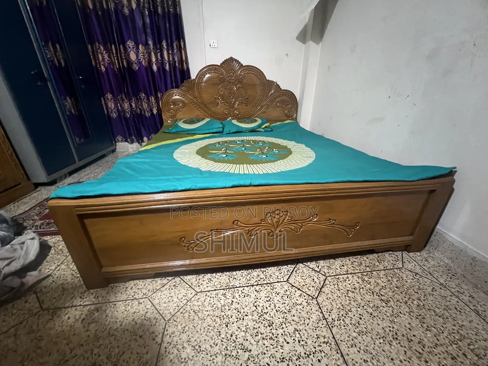 Queen Size Wooden Bed (Shil Karoi) 6/7”//সিল কড়ই বক্স খাট
