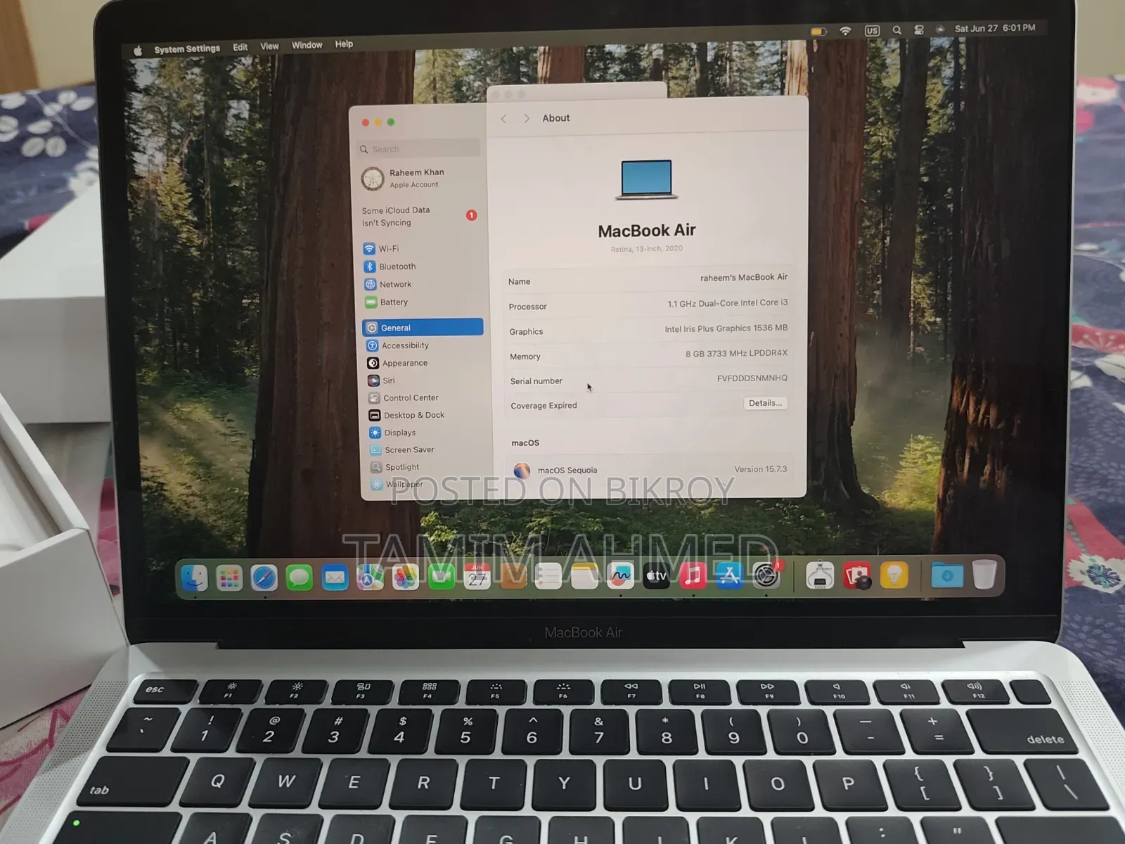 Laptop Apple MacBook Air 2020 8GB Intel Core i3 SSD 256GB
