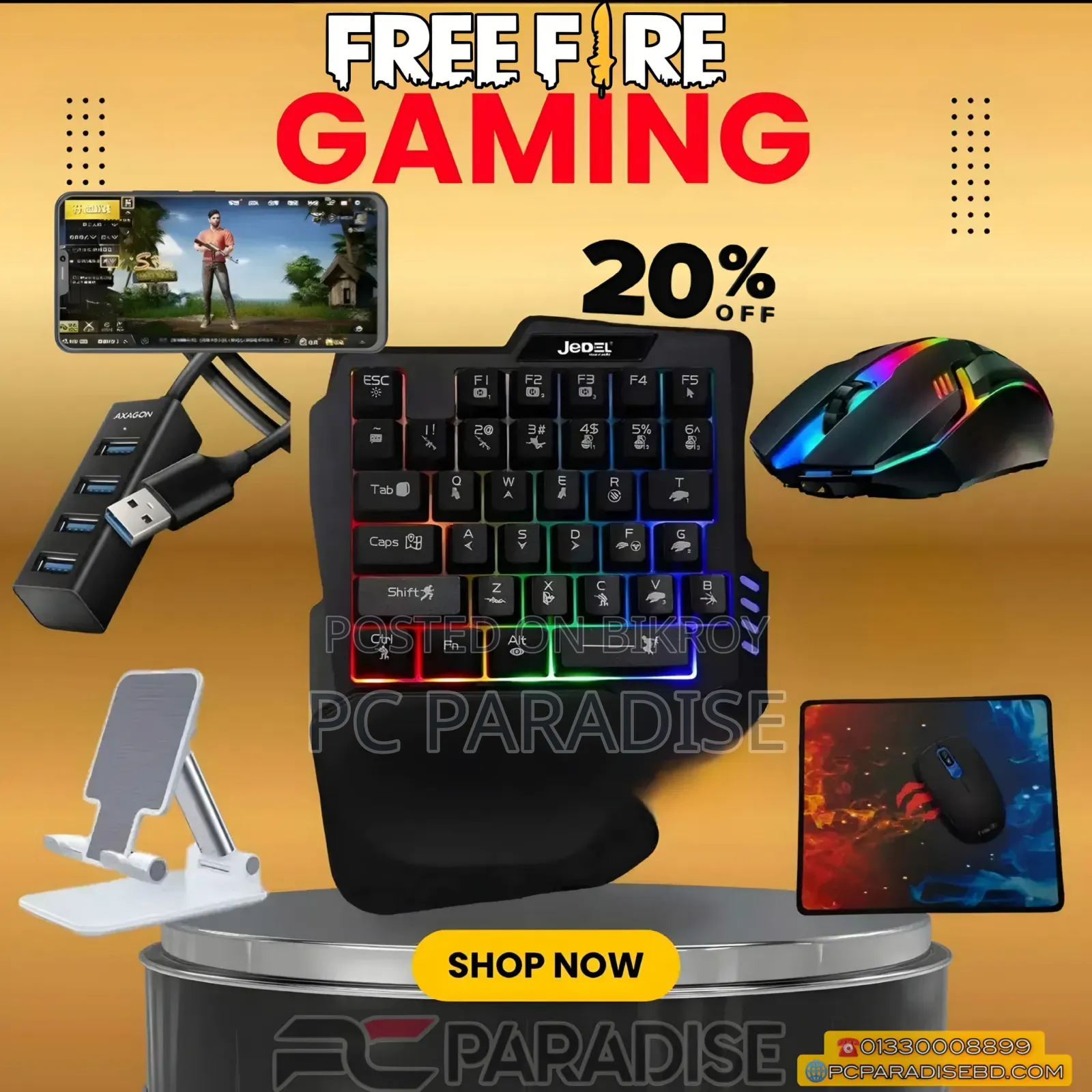 Gaming Combo Pack Keyboard Mouse Hub Stand BD Sale