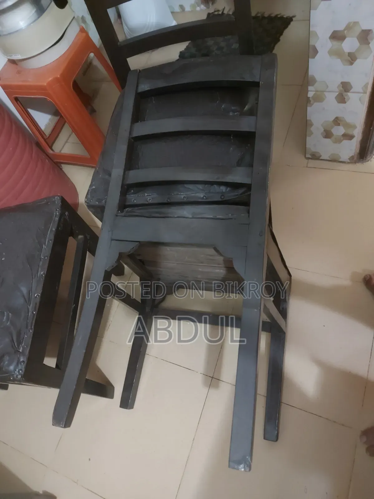 Three Wooden Cushioned Chairs