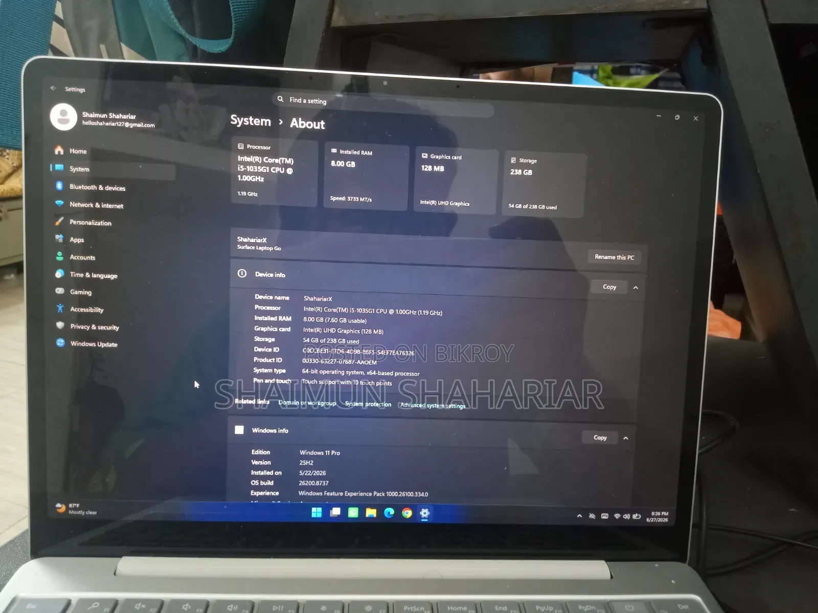 Laptop Microsoft Surface Go 4 8GB Intel Core Ultra 5 SSD 256GB