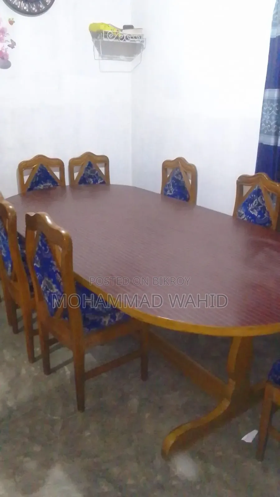 Ten Teak Wood Chairs with Dining Table