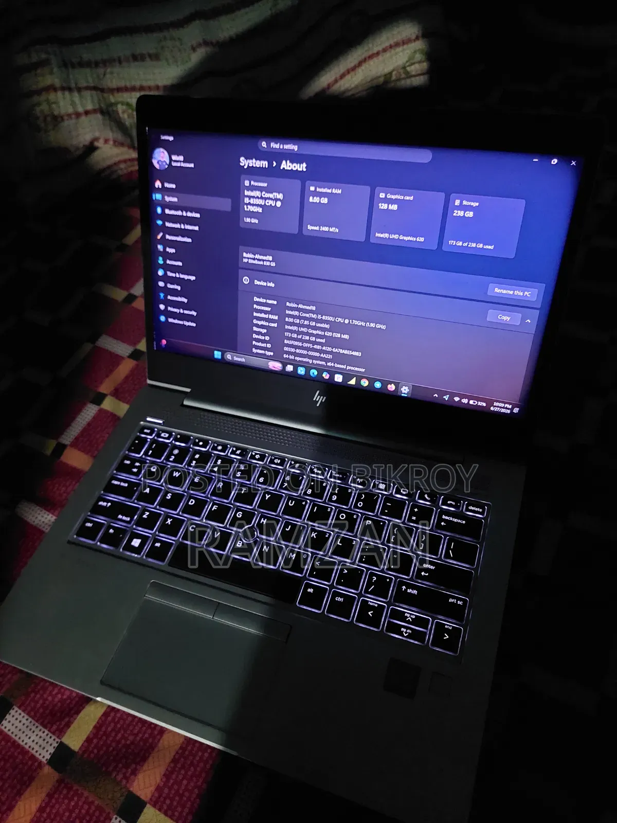 Laptop HP EliteBook 830 G5 8GB Intel Core I5 SSD 256GB